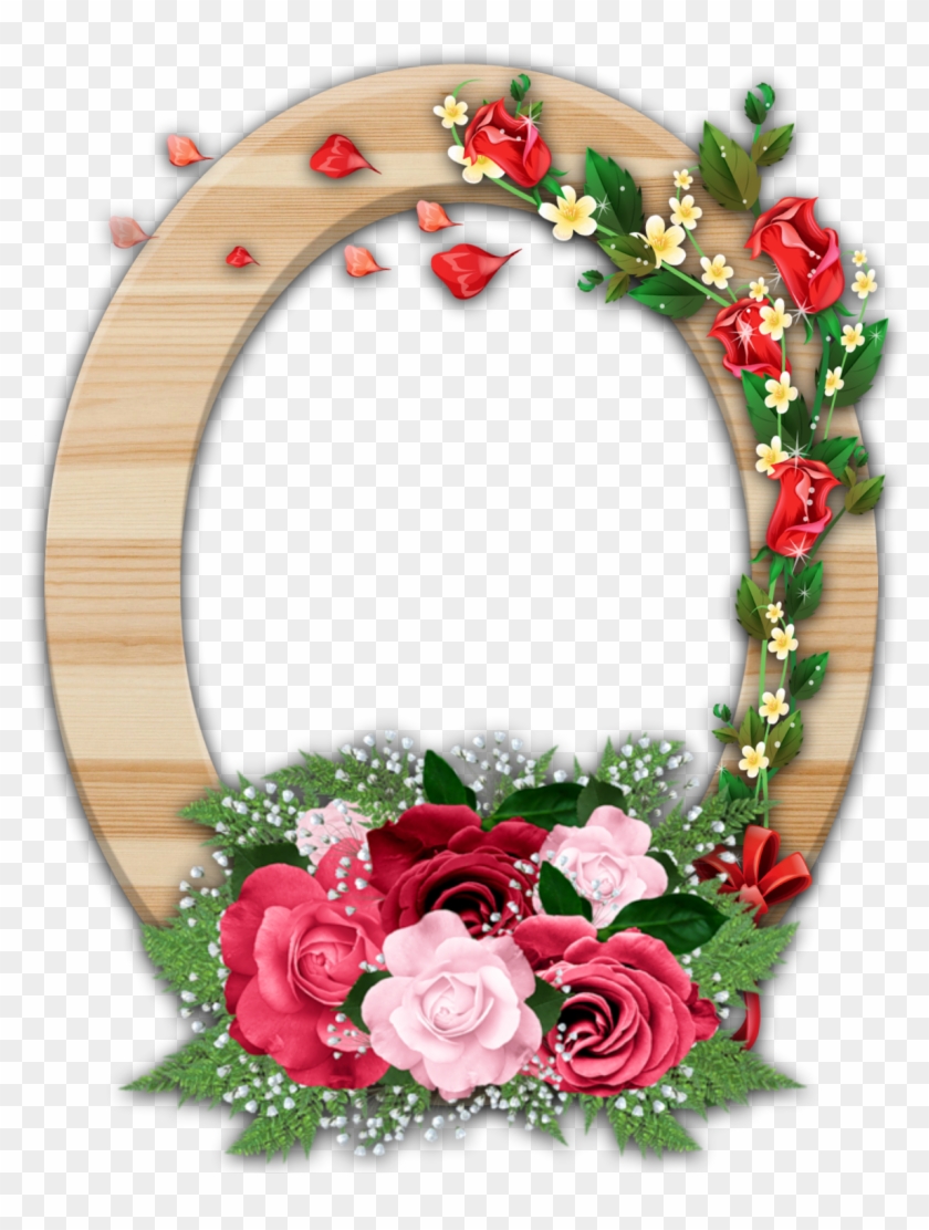 Wooden And Flower Frame Border By Gautam By Gautamdas1992 - Picture Frame #404388