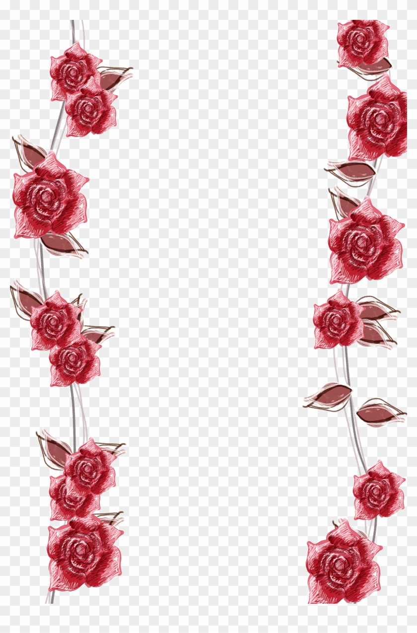 Pink Roses Border Background - Transparent Background Roses Border #404425