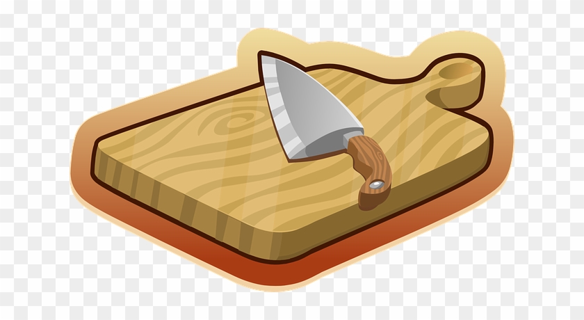 Cutting Board, Brown, Wooden, Knife, Kitchen, Utensils - Cutting Board And Knife Cartoon #404874