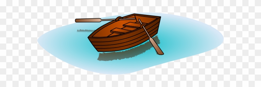 Small Wooden Boat On The Water Clipart - Boat With Oars Clipart #404907