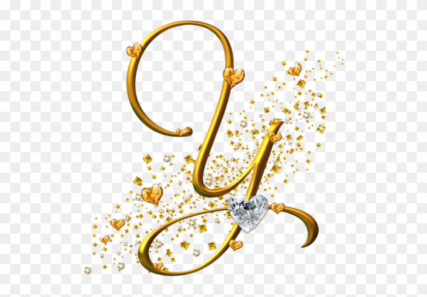 Letras Decorativas Dourada - Letra Y Con Corazones #405044