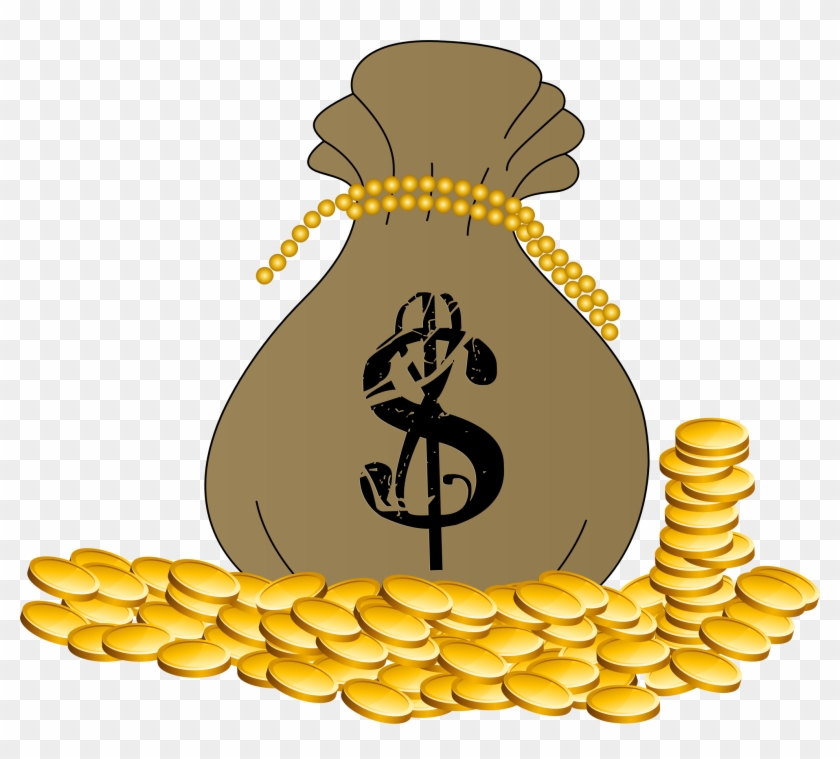 Gold Clipart Cash - Bag Of Coins Clipart #405093