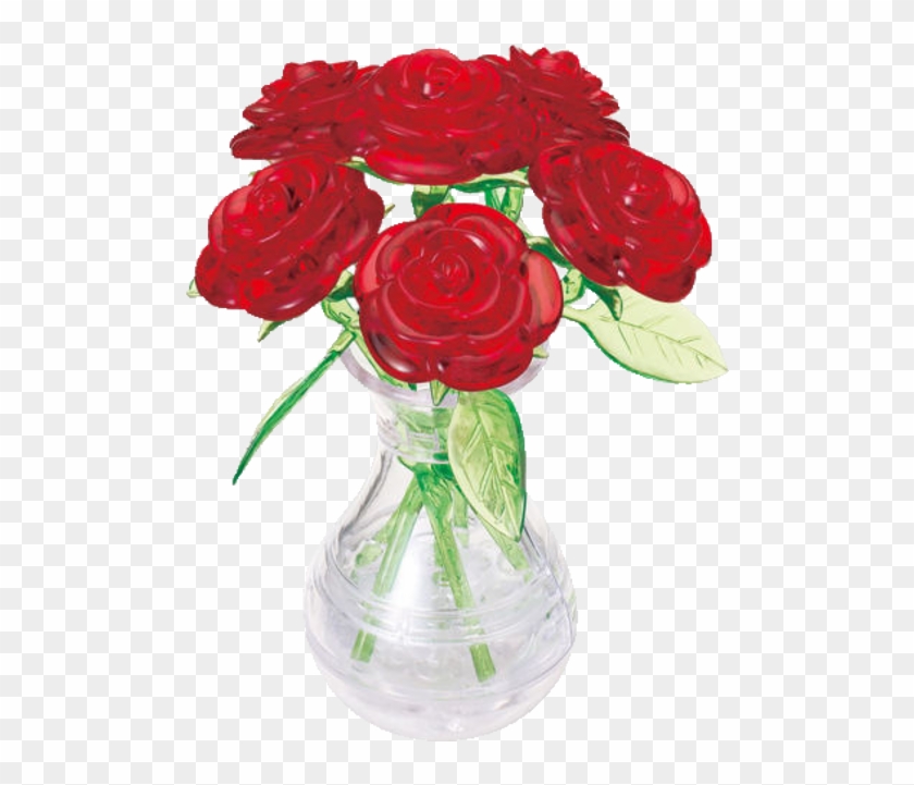 3d Crystal Puzzle - 6 Red Roses In The Vase (puzzle) Toys/spielzeug #405776