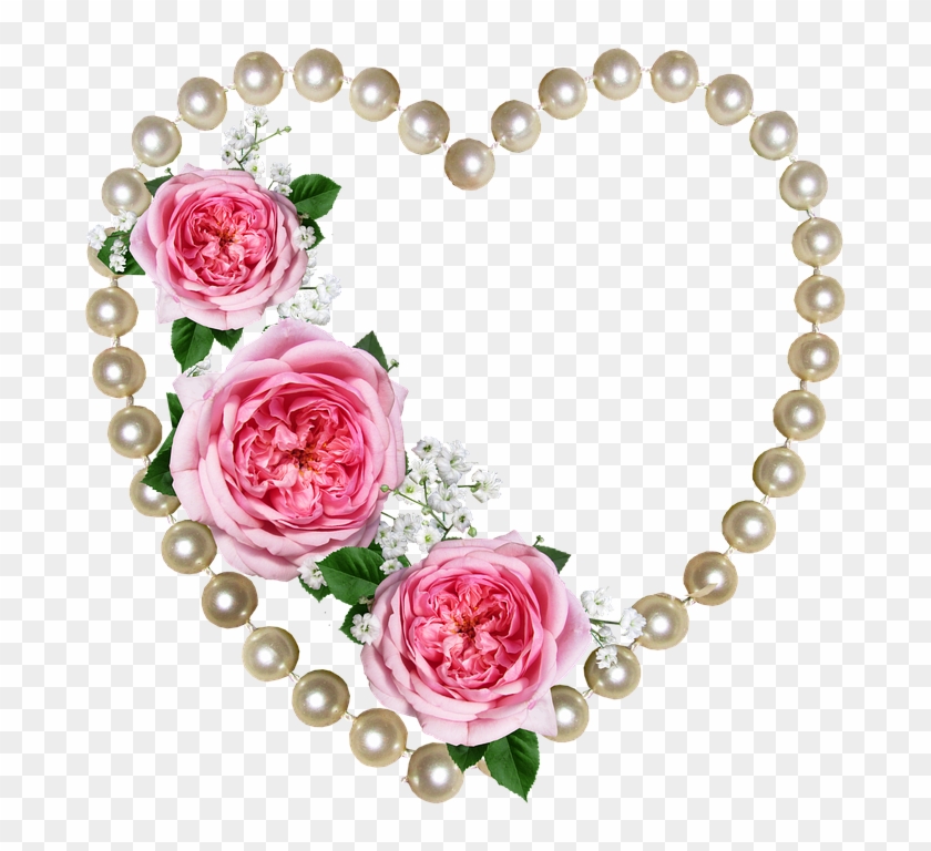 Heart, Pearls, Roses, Decoration - Rose Monogram Frame #405869