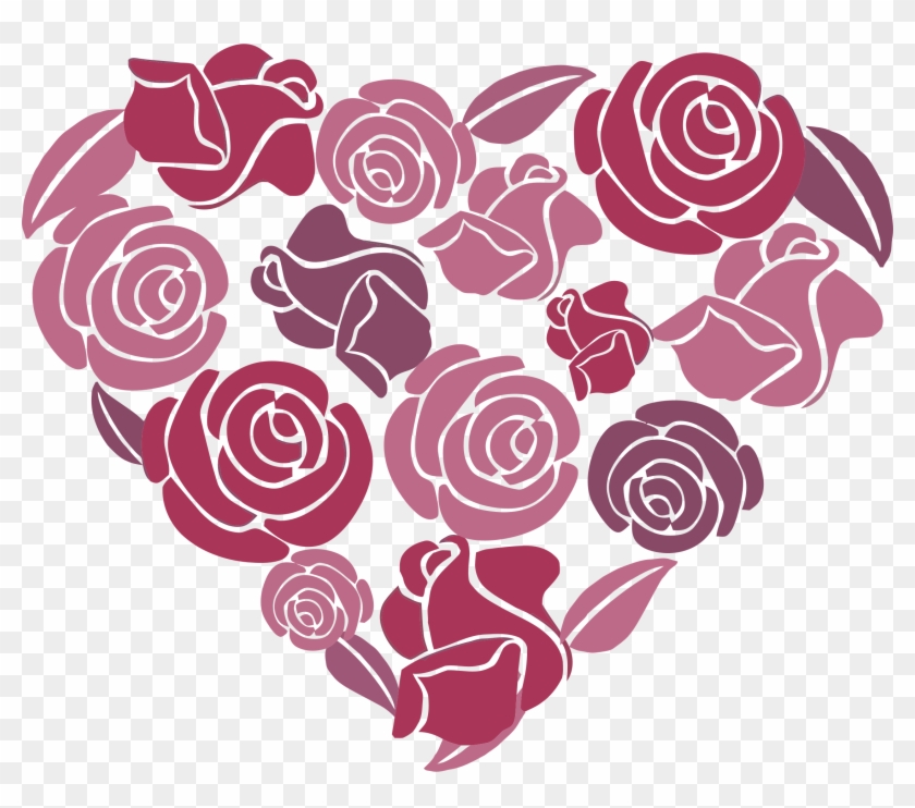 Clipart - Roses Heart - Transparent Pink Rose Heart #405873