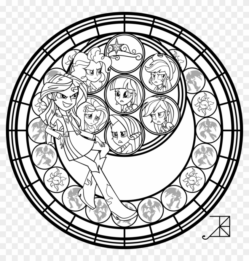 Stained Glass Clipart Coloring Page - My Little Pony Equestria Girls Sunset Shimmer Coloring #405886