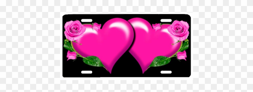Pink Hearts With Roses - Rose #405895