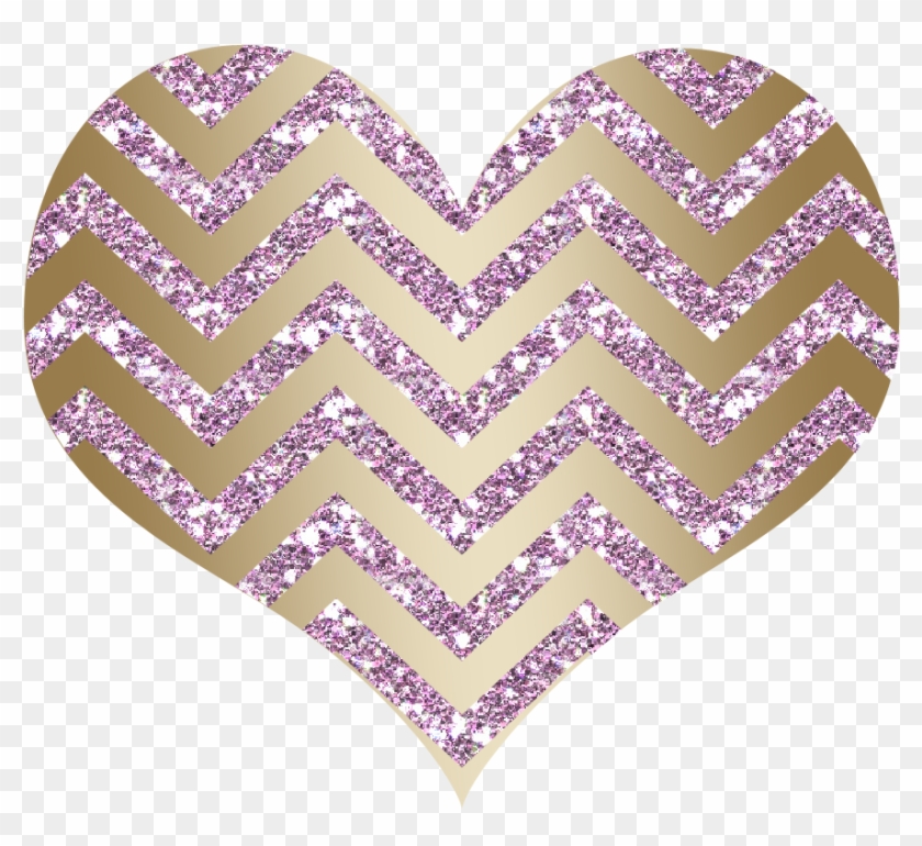 Chevron Heart Glitter Baby Pink Gold - Pink And Gold Heart #405955