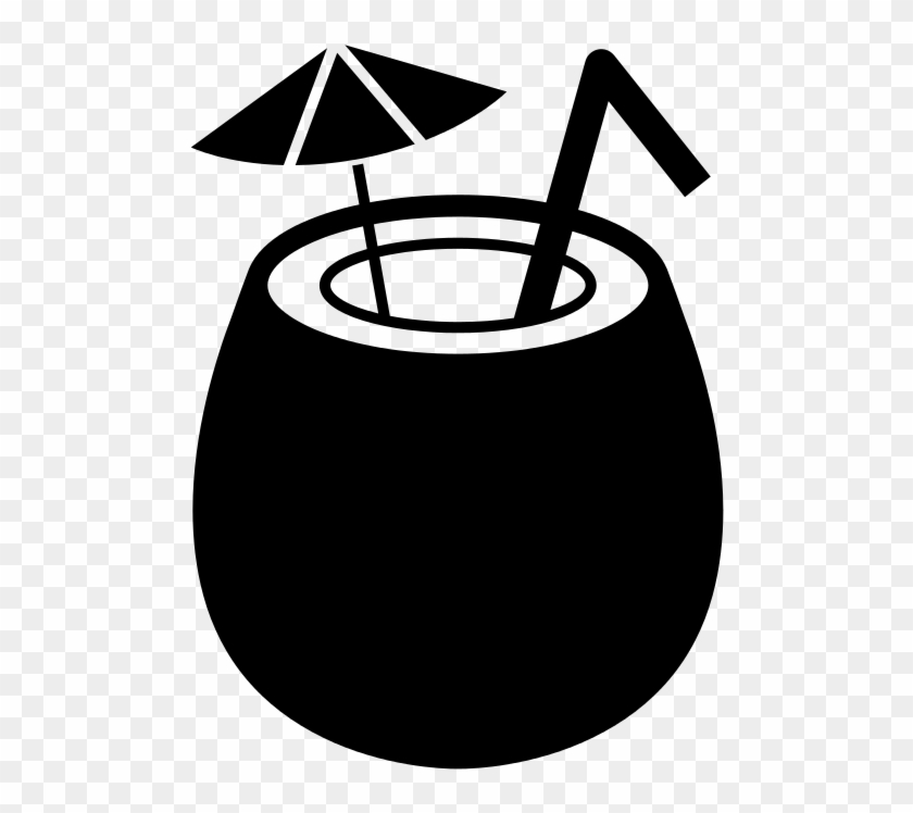 File - Coconut Icon - Svg - Coconut Drink Clipart Black And White #406624
