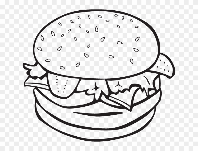 Burger And Bun - Hamburger Coloring Page #406690