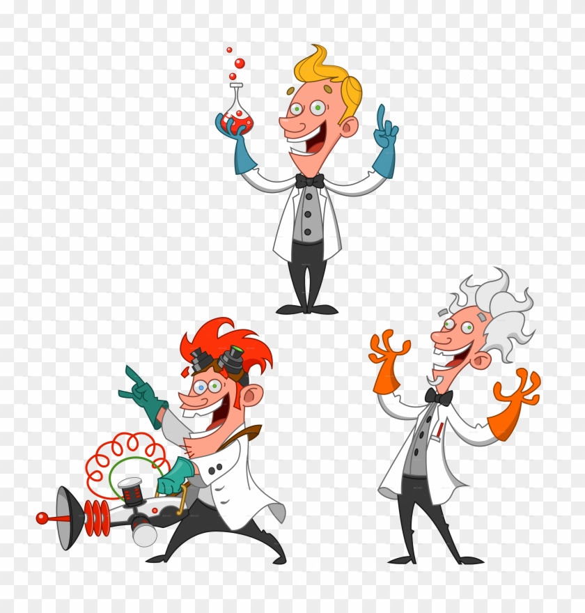 Set Of Cheerful Scientists - Cientificos Caricatura #406984