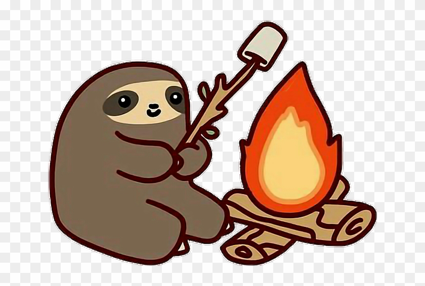Sloth Fire Animal Marshmallow Camping Tumblr - Campfire Sloth #408012