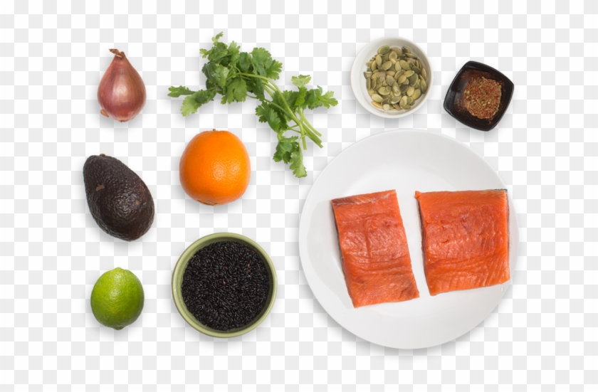 Mexican Spiced Salmon With Black Rice, Avocado & Orange - Avocado Next To Navel Orange #409310