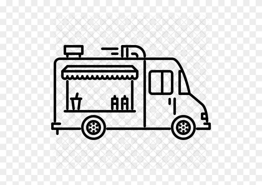 Food Truck Icon - Outline Of A Food Truck #409446