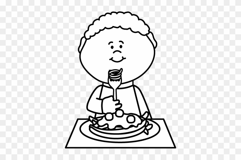 Eating Black And White Clipart - Eating Black And White #409572