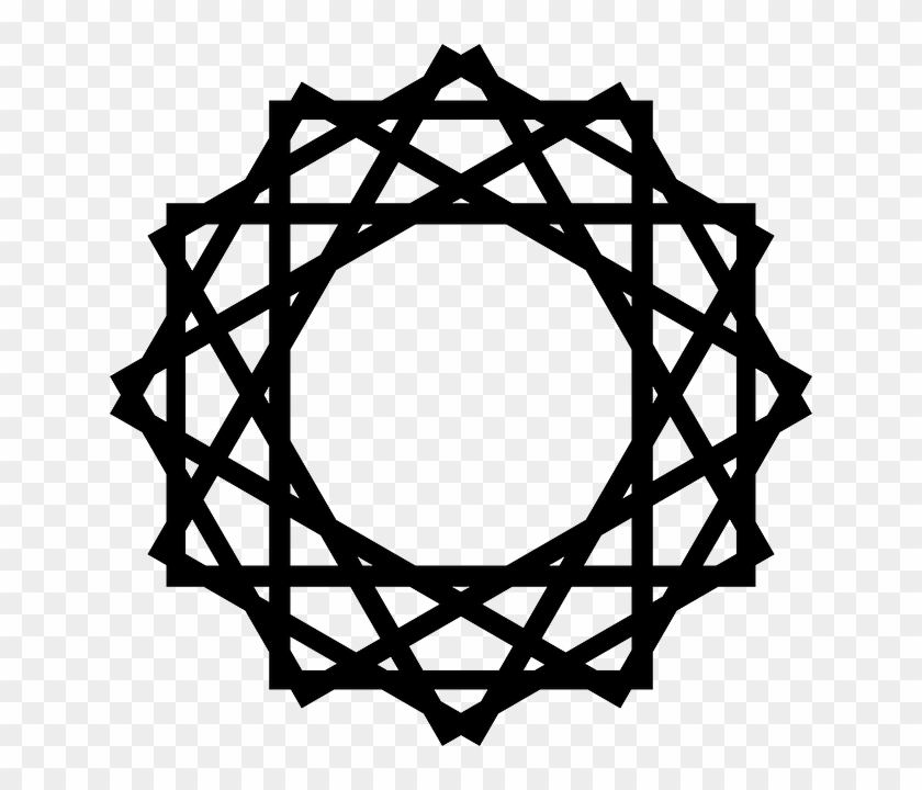 White Black, Simple, Star, Pattern, Figure, Design, - Islamic Design Vector Png #410208