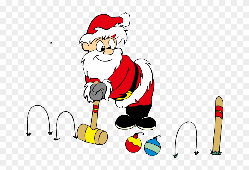 Santa Claus Croquet Basketball Animation Clip Art - Santa Croquet With Ornaments Greeting Cards #410270