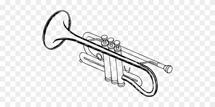 Trompete Instrument Musik Messing Ton Band - Trumpet Black And White Clipart #410386