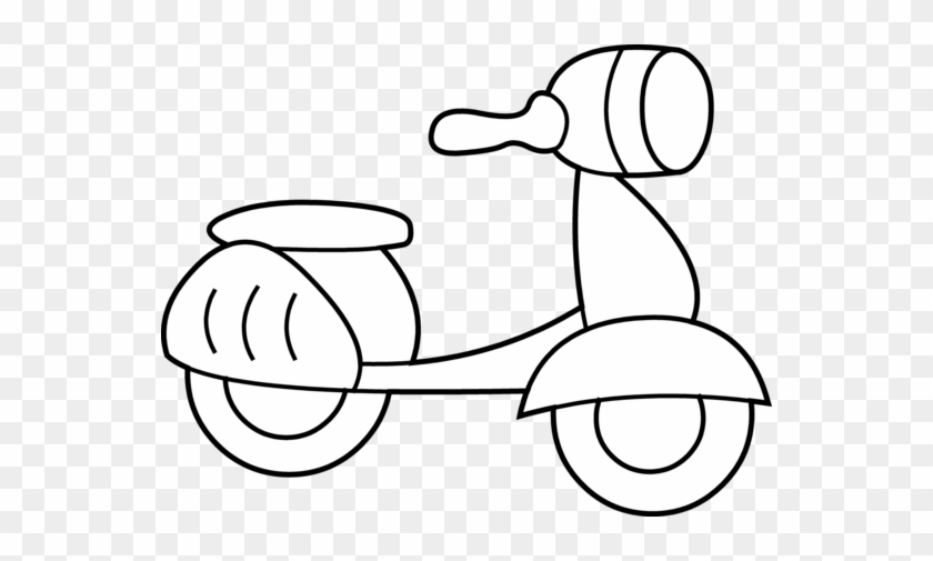 Scooter Clip Art Black And White - Scooter Cartoon Black And White #410452