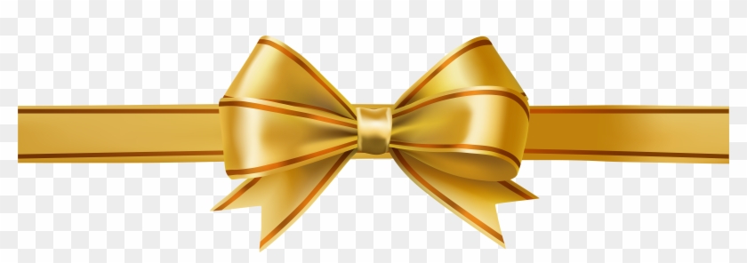 Gold Bow Ribbon Clipart - Golden Ribbon Bow Png #410577