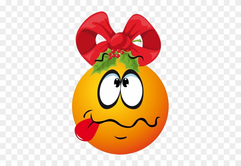 Boule De Noël Orange Perplexe Qui Tire La Langue - Smiley Tire La Langue #410855