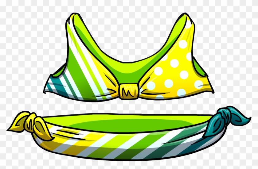 Lemon Lime Stripe Bikini - Club Penguin Bikini #411258