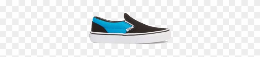 Vans Classic Slip On Youth Shoes Black/vivid Blue - Skate Shoe #411375
