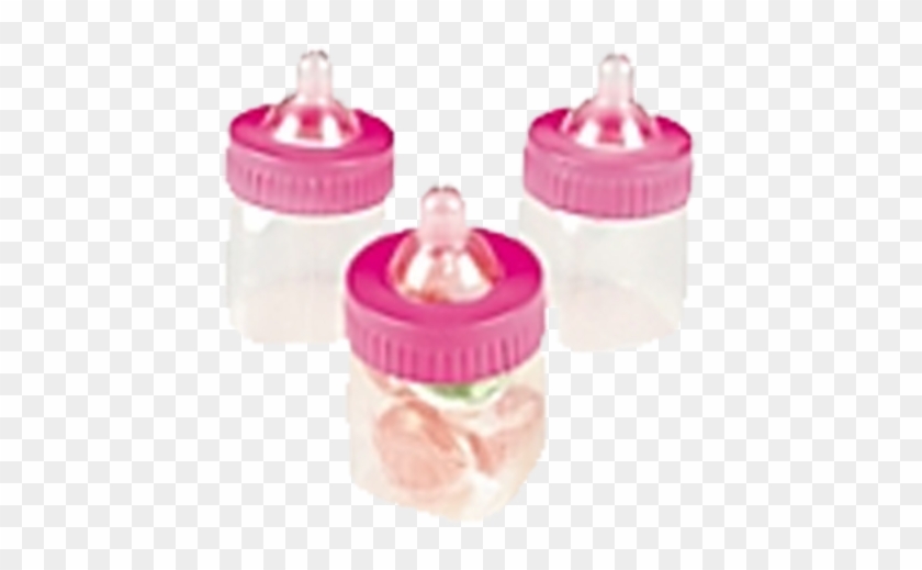 Plastic Pink Baby Bottle Containers - Pink Mini Fillable Baby Bottles (pack Of 12) #411714