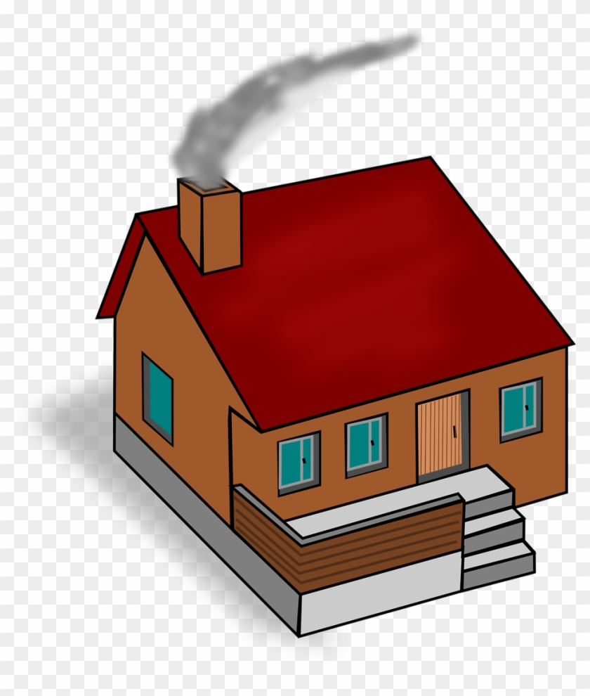 3d House Clipart - Casa Con Chimenea Humo #412296