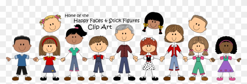 Cute Family Clipart - Stick Figure Family Of 7 #412393