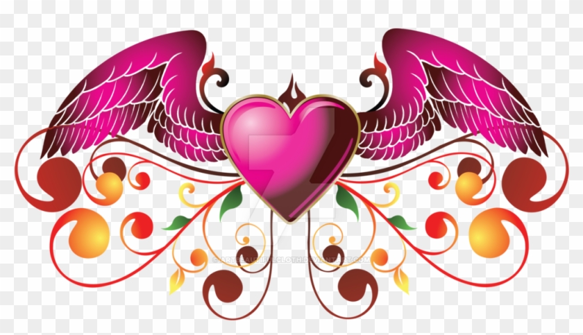 Pink Heart With Wings By Artbeautifulcloth On Deviantart - Flaming Hearth With Wings Shower Curtain #412501