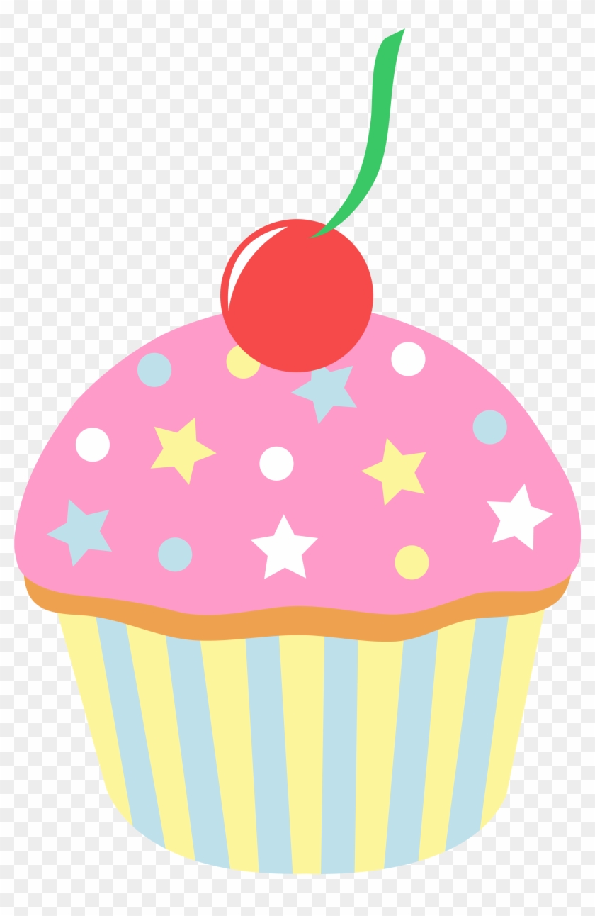 Pink Sprinkled Cupcake With Cherry - Yellow Blue And Red Flag #412578