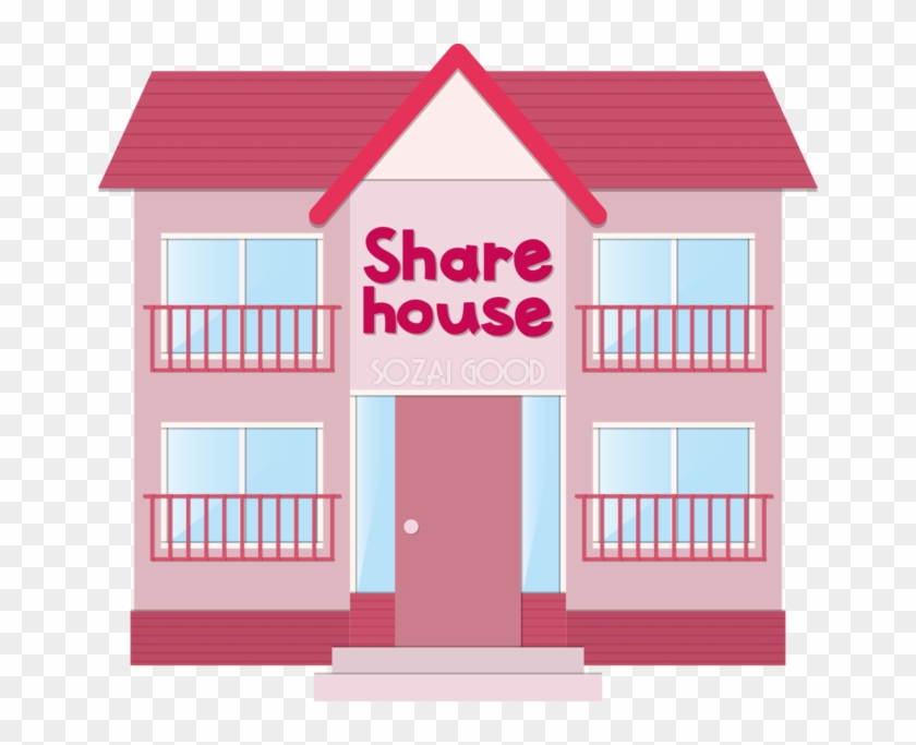 シェアハウスの建物の無料イラスト80023 - Sharehome #412750