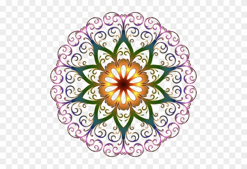 Prismatic Snowflake Clipart - Floral Round Design Png #413341