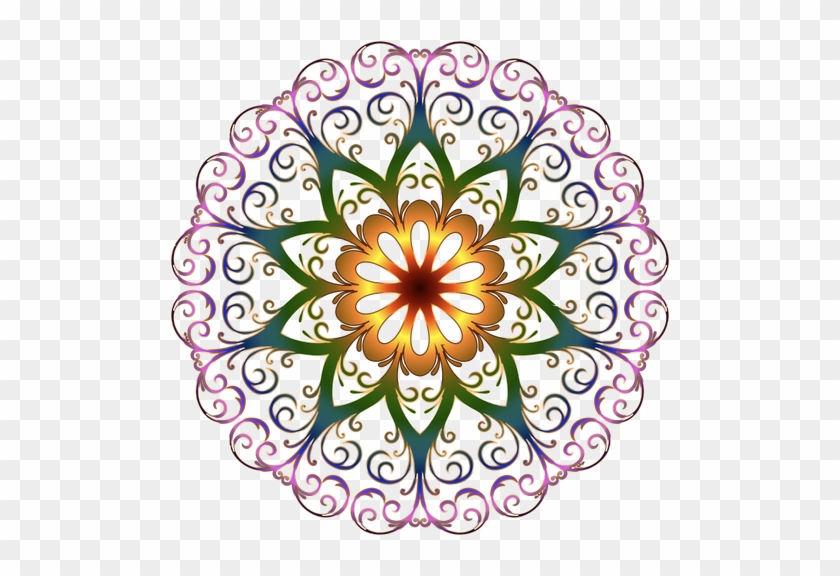Prismatic Snowflake Clipart - Floral Round Design Png #413341