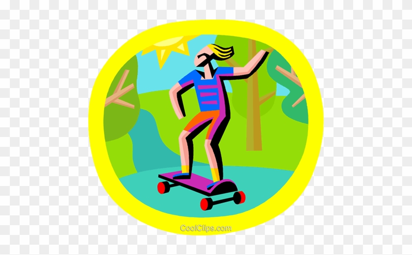 Skateboarding Royalty Free Vector Clip Art Illustration - Vector Graphics #413398