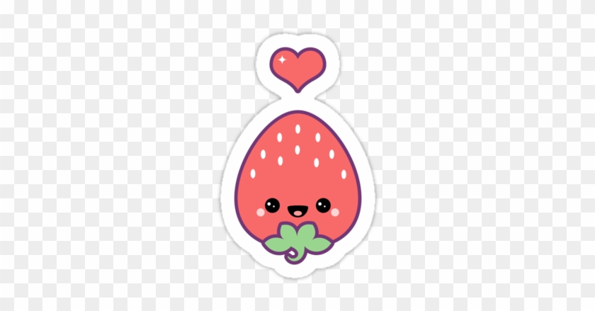 Super Cute Strawberry With Happy Face And Love Heart - Cute Strawberry #413452