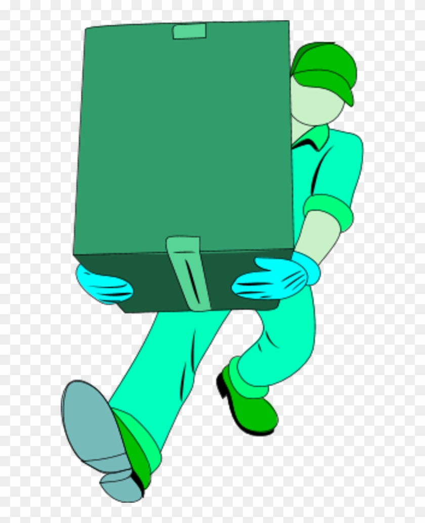 Warehouse Man Carrying A Closed Box - Warehouse Man Clip Art #413462