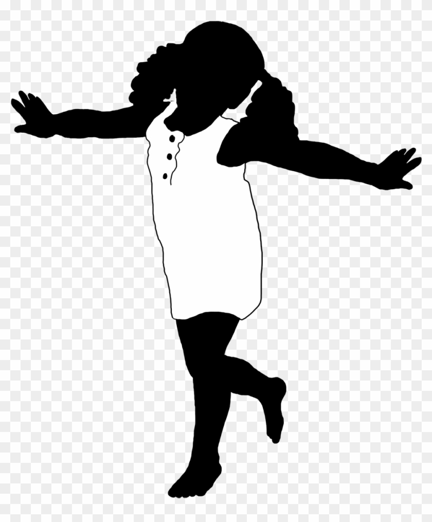 Silhouette Girl Jumping - Silhouette Girls Playing #413497
