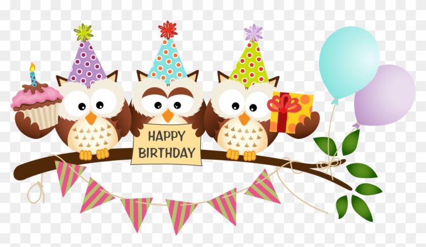 3 Cartoon Owl Vector Material - Happy Birthday Cute Owl #413932