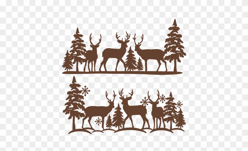 Winter Reindeer Scene Svg Scrapbook Cut File Cute Clipart - Free Deer Svg C...