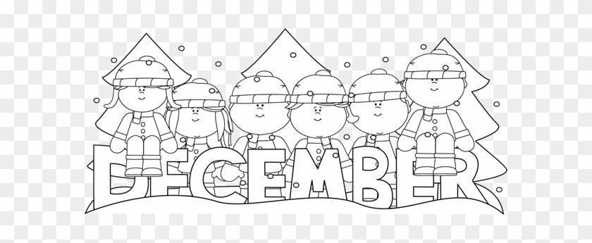 Month Season Winter Clipart - December Clip Art Black And White #414126