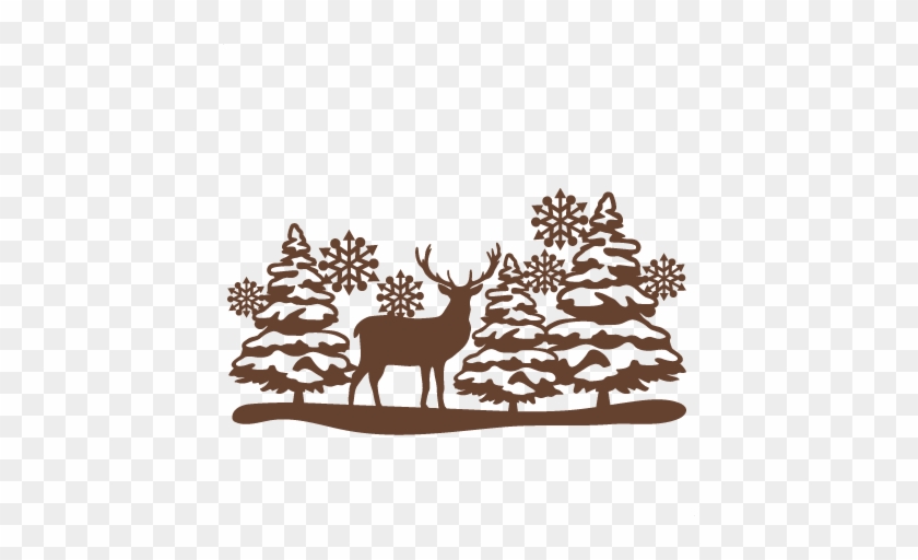 Reindeer Winter Scene Svg Scrapbook Cut File Cute Clipart - Christmas Scene Stenc...