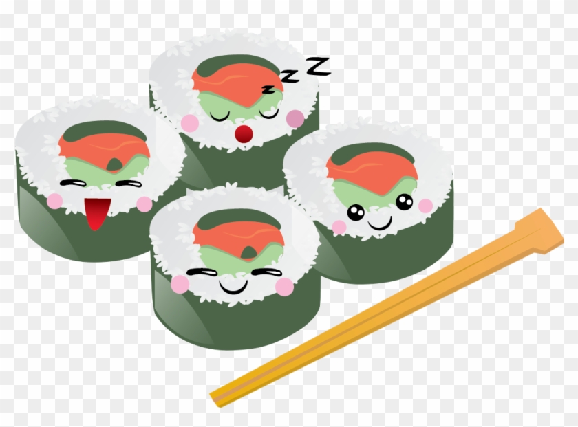 Free To Use &, Public Domain Sushi Clip Art - Kawaii Food Shower Curtain #414848