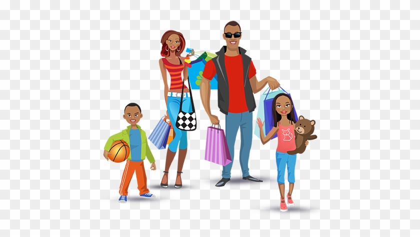 Shopping One Cannot Ignore 95,000,000 Month To Month - Family Shopping Illustration Png #416204