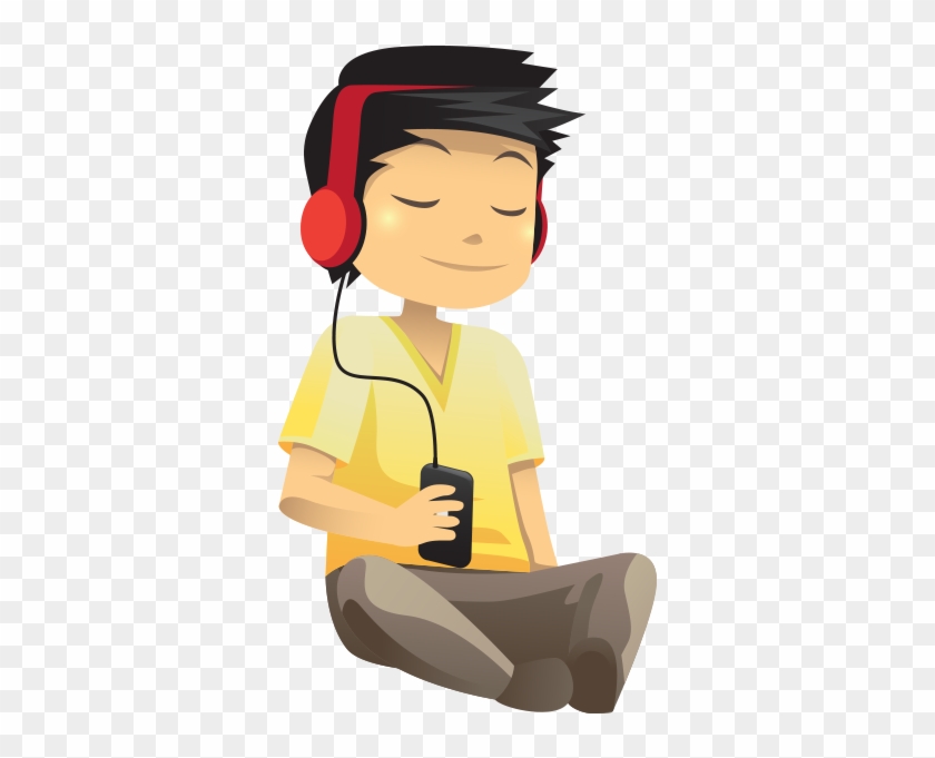 Clipart Mutlu Aile - Niño Escuchando Musica Animado #416692