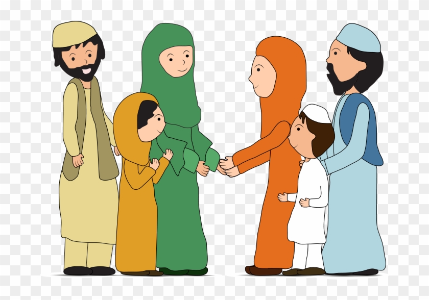 Clipart Selamlaşan Dindar Aileler - Eid Mubarak #416729