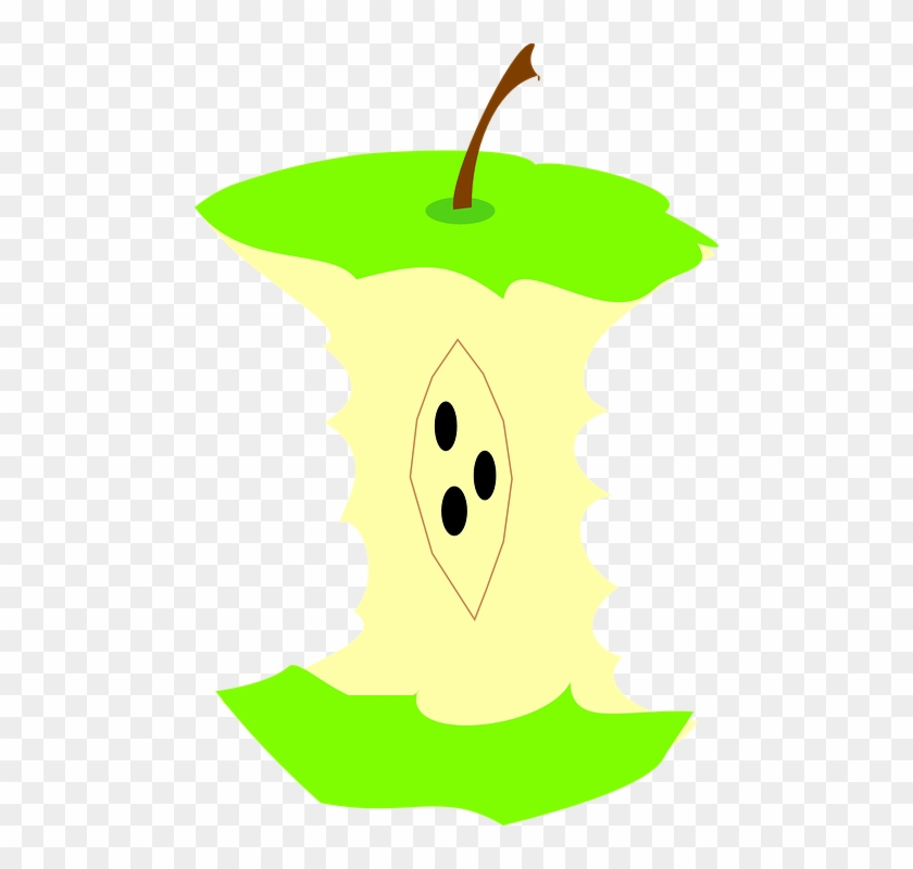 Green Apple Core Clip Art At Clker - Fruit Pit Cartoon Images Transparent Background #416929