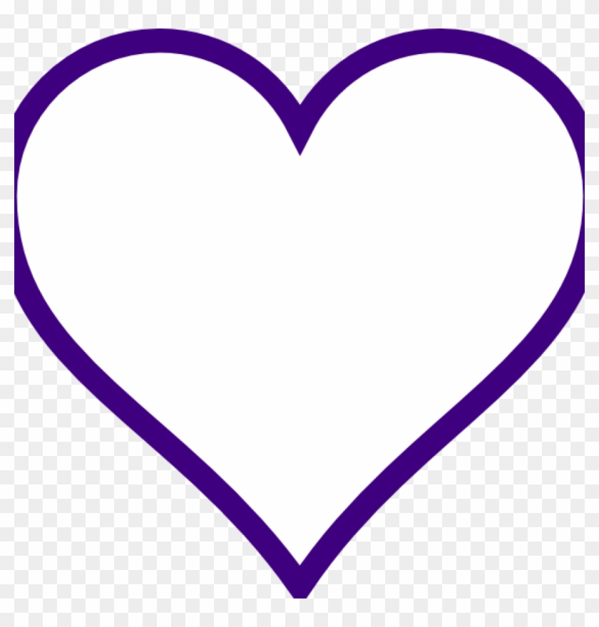 White Heart Outline White Heart W Purple Outline Clip - Heart #416937