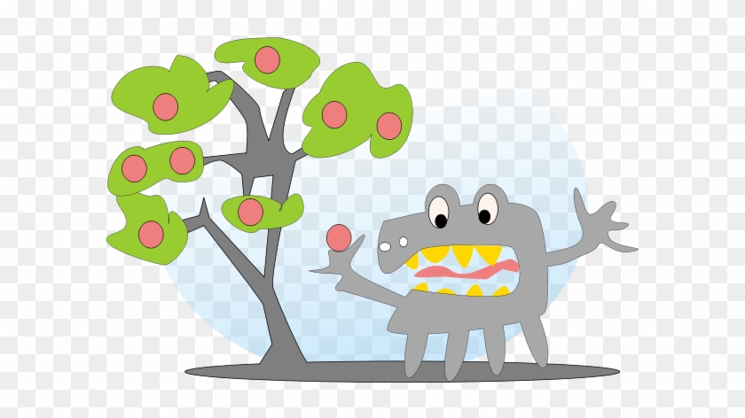 Tree With Apples And A Monster Png Images - Monster Clip Art #416974